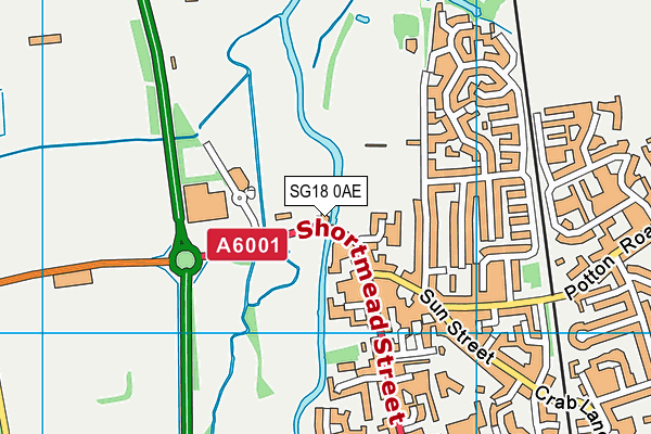 SG18 0AE map - OS VectorMap District (Ordnance Survey)