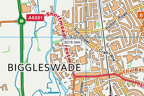 SG18 0AH map - OS VectorMap District (Ordnance Survey)