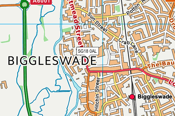 SG18 0AL map - OS VectorMap District (Ordnance Survey)