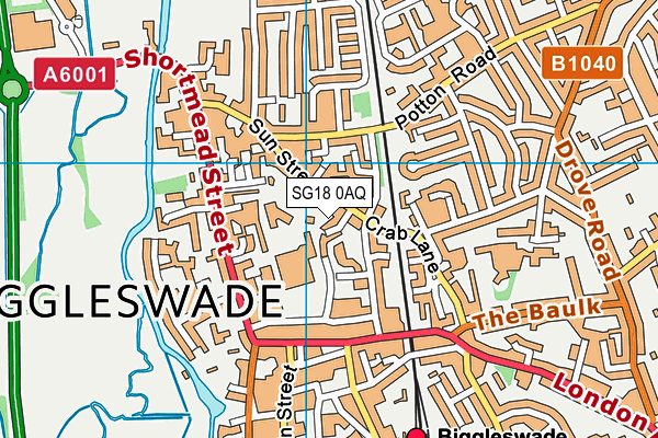 SG18 0AQ map - OS VectorMap District (Ordnance Survey)