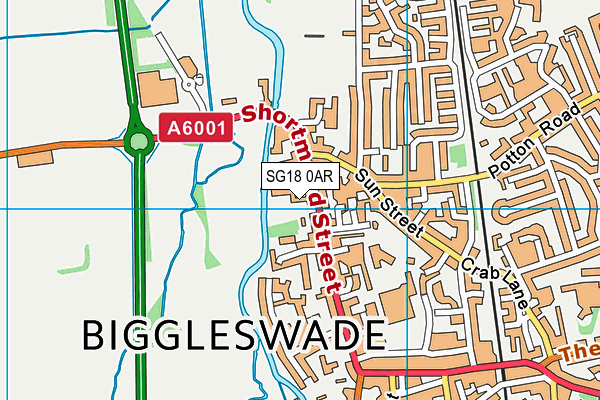 SG18 0AR map - OS VectorMap District (Ordnance Survey)