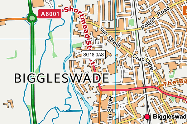 SG18 0AS map - OS VectorMap District (Ordnance Survey)