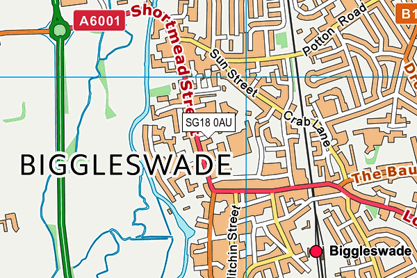 SG18 0AU map - OS VectorMap District (Ordnance Survey)