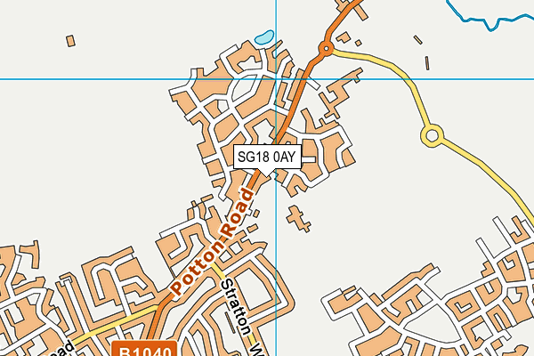 SG18 0AY map - OS VectorMap District (Ordnance Survey)