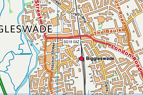 SG18 0AZ map - OS VectorMap District (Ordnance Survey)