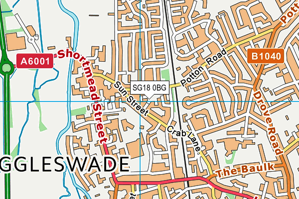 SG18 0BG map - OS VectorMap District (Ordnance Survey)