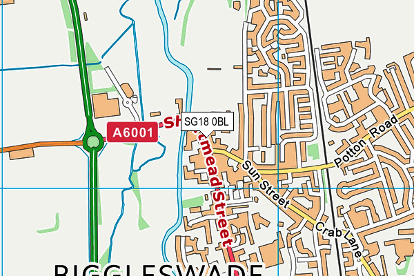 SG18 0BL map - OS VectorMap District (Ordnance Survey)