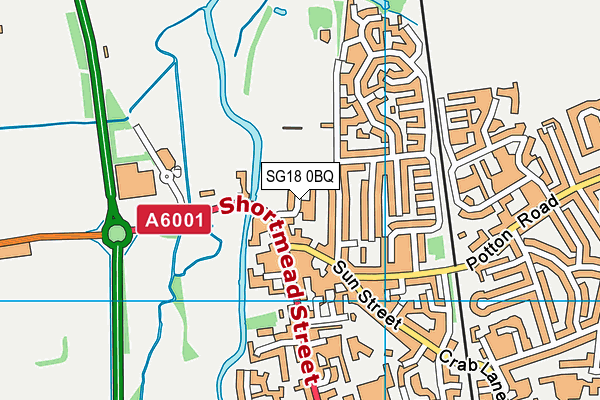 SG18 0BQ map - OS VectorMap District (Ordnance Survey)