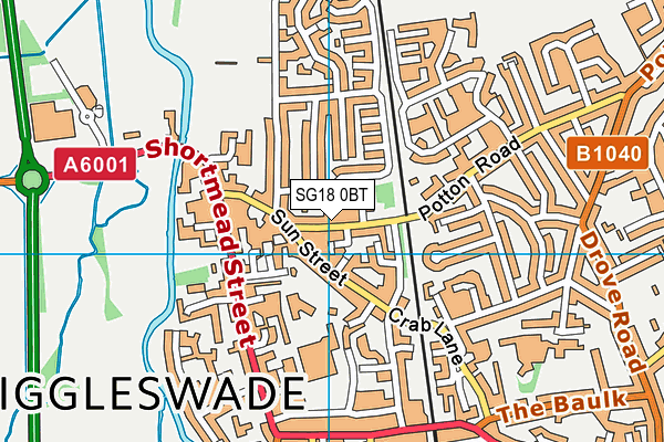 SG18 0BT map - OS VectorMap District (Ordnance Survey)