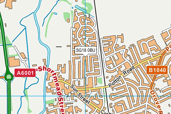 SG18 0BU map - OS VectorMap District (Ordnance Survey)
