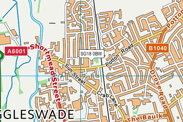 SG18 0BW map - OS VectorMap District (Ordnance Survey)