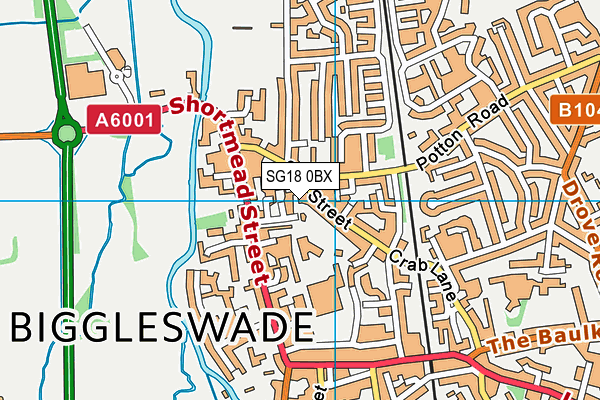 SG18 0BX map - OS VectorMap District (Ordnance Survey)