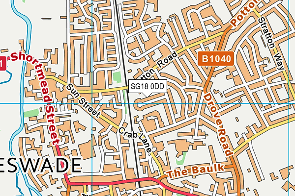 SG18 0DD map - OS VectorMap District (Ordnance Survey)