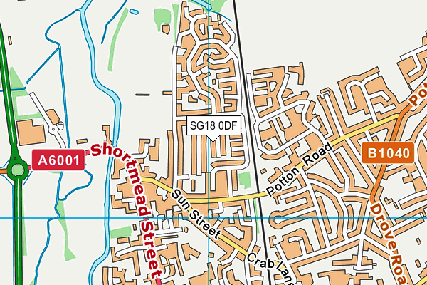 SG18 0DF map - OS VectorMap District (Ordnance Survey)