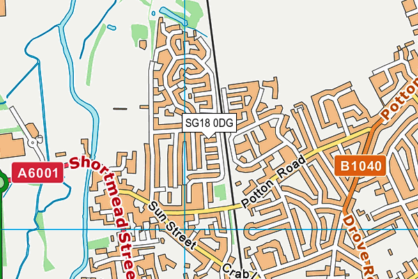 SG18 0DG map - OS VectorMap District (Ordnance Survey)