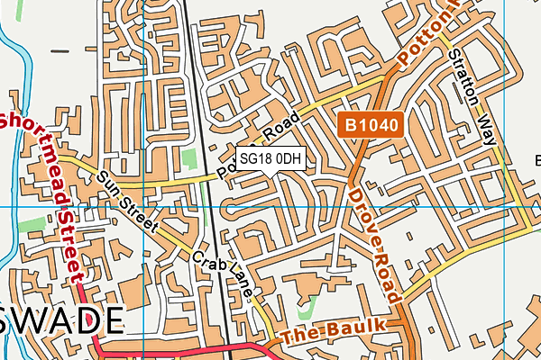 SG18 0DH map - OS VectorMap District (Ordnance Survey)