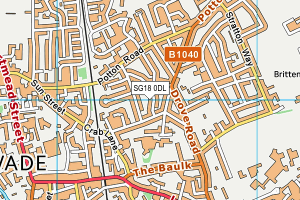 SG18 0DL map - OS VectorMap District (Ordnance Survey)