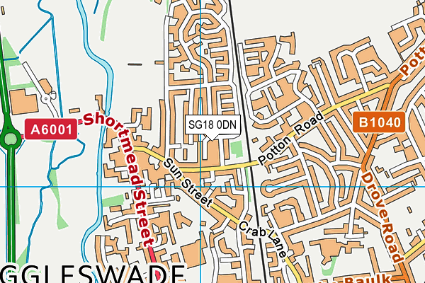 SG18 0DN map - OS VectorMap District (Ordnance Survey)