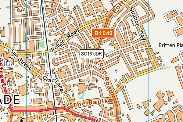 SG18 0DR map - OS VectorMap District (Ordnance Survey)
