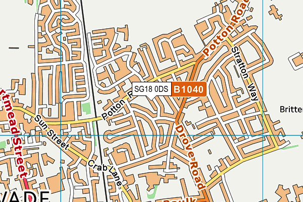 SG18 0DS map - OS VectorMap District (Ordnance Survey)