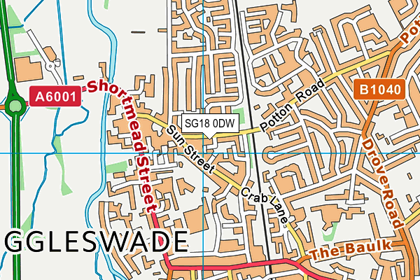 SG18 0DW map - OS VectorMap District (Ordnance Survey)