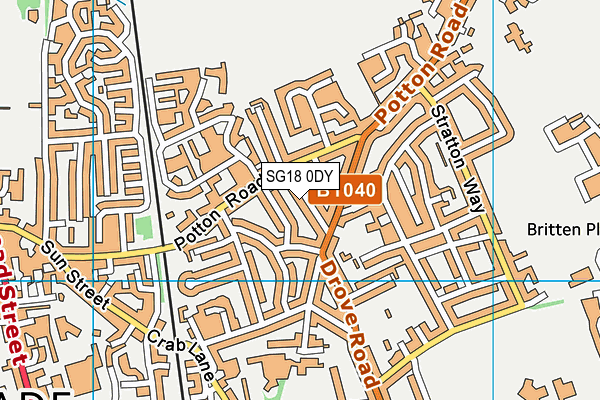 SG18 0DY map - OS VectorMap District (Ordnance Survey)