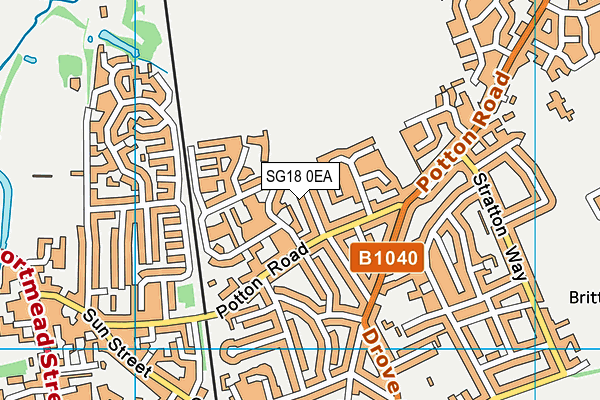 SG18 0EA map - OS VectorMap District (Ordnance Survey)