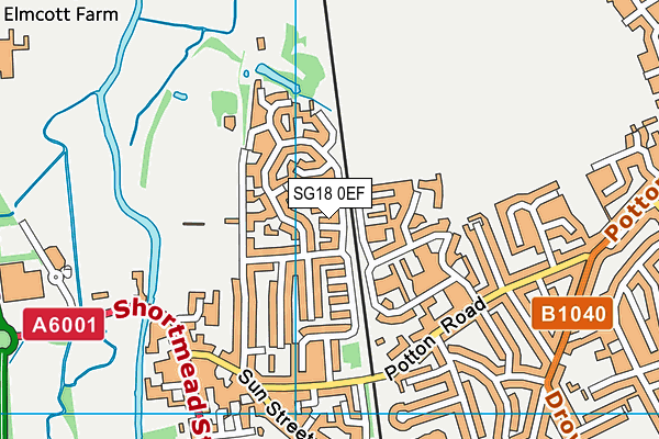 SG18 0EF map - OS VectorMap District (Ordnance Survey)