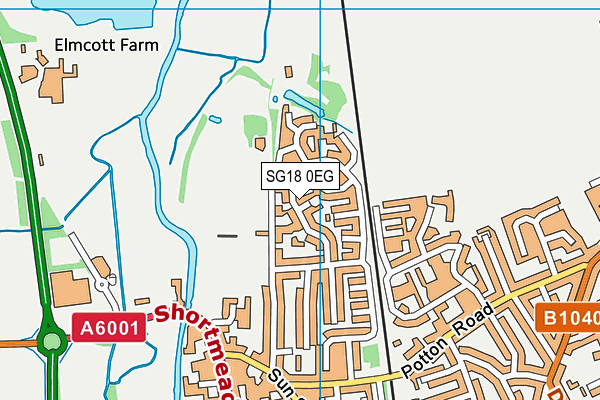 SG18 0EG map - OS VectorMap District (Ordnance Survey)