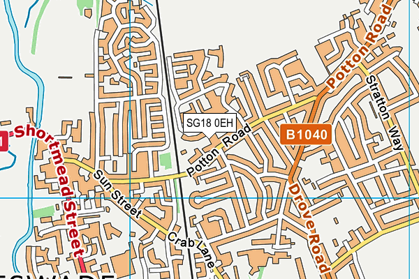 SG18 0EH map - OS VectorMap District (Ordnance Survey)