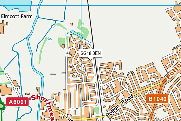 SG18 0EN map - OS VectorMap District (Ordnance Survey)