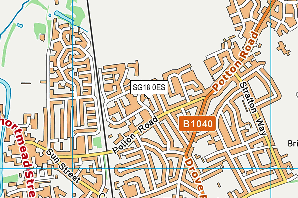 SG18 0ES map - OS VectorMap District (Ordnance Survey)