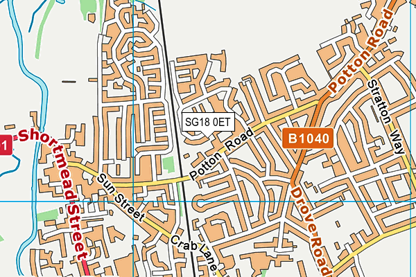 SG18 0ET map - OS VectorMap District (Ordnance Survey)