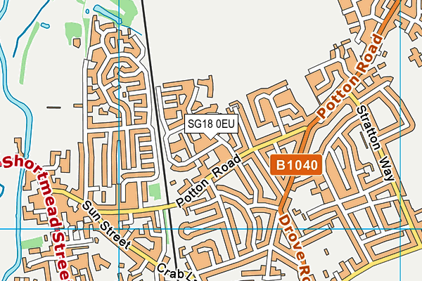 SG18 0EU map - OS VectorMap District (Ordnance Survey)