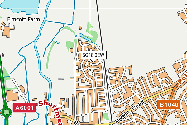 SG18 0EW map - OS VectorMap District (Ordnance Survey)