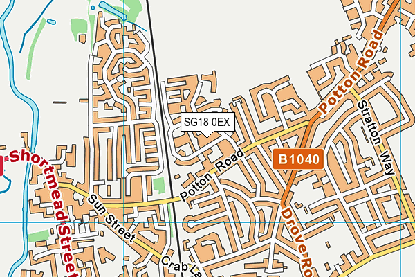 SG18 0EX map - OS VectorMap District (Ordnance Survey)