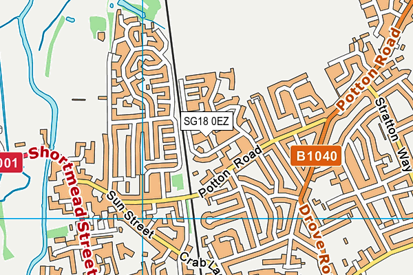 SG18 0EZ map - OS VectorMap District (Ordnance Survey)