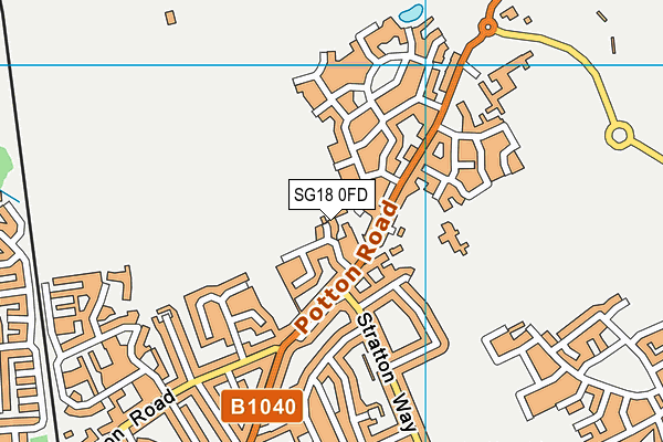 SG18 0FD map - OS VectorMap District (Ordnance Survey)