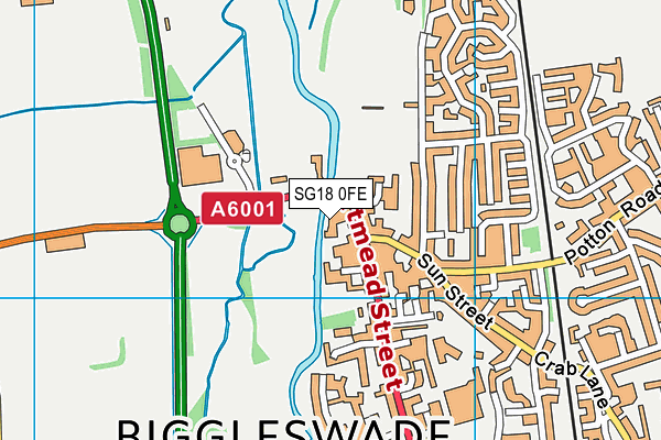 SG18 0FE map - OS VectorMap District (Ordnance Survey)