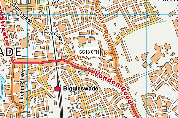 SG18 0FH map - OS VectorMap District (Ordnance Survey)