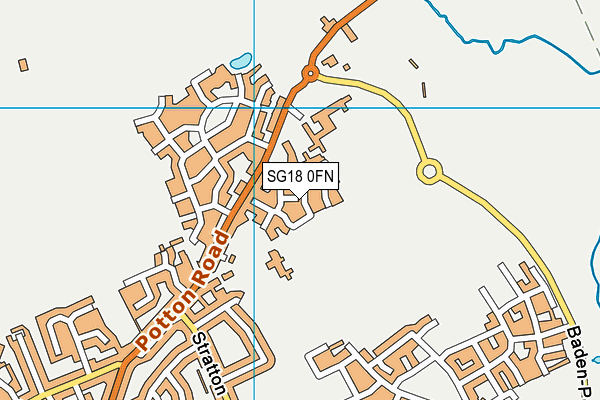 SG18 0FN map - OS VectorMap District (Ordnance Survey)