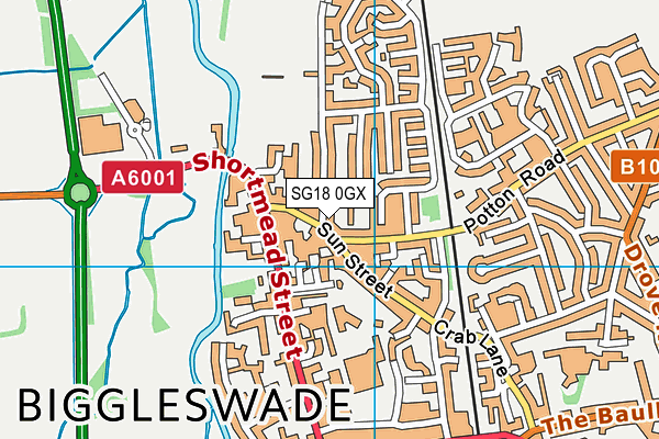 SG18 0GX map - OS VectorMap District (Ordnance Survey)