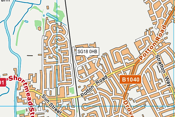 SG18 0HB map - OS VectorMap District (Ordnance Survey)