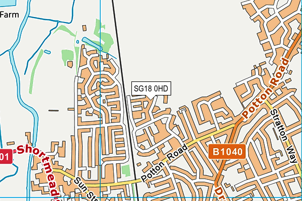 SG18 0HD map - OS VectorMap District (Ordnance Survey)