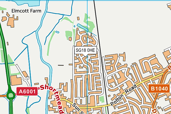 SG18 0HE map - OS VectorMap District (Ordnance Survey)