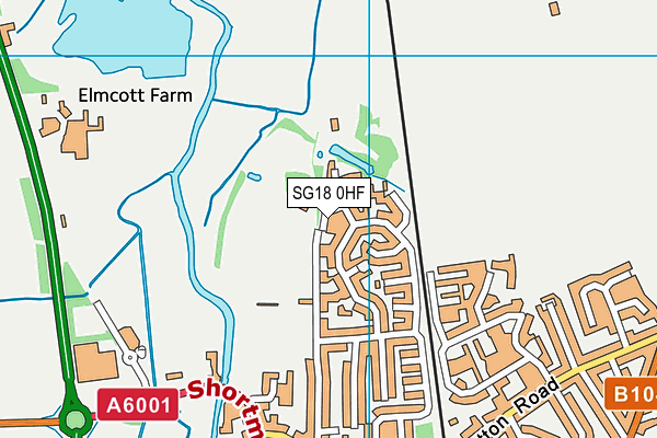 SG18 0HF map - OS VectorMap District (Ordnance Survey)