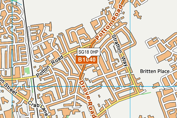 SG18 0HP map - OS VectorMap District (Ordnance Survey)