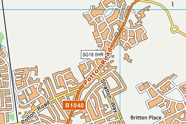 SG18 0HR map - OS VectorMap District (Ordnance Survey)