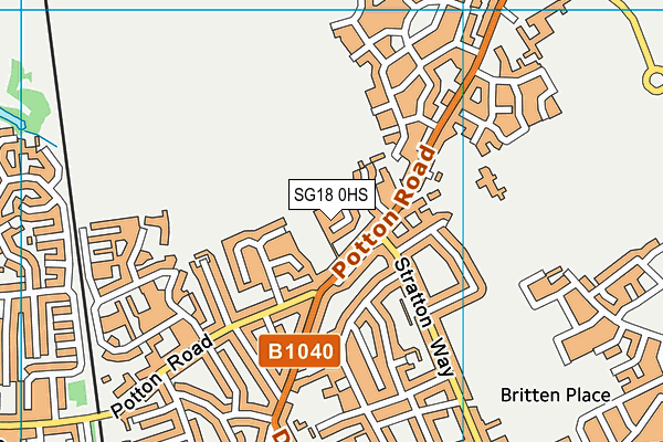 SG18 0HS map - OS VectorMap District (Ordnance Survey)