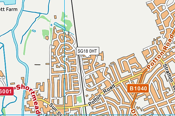 SG18 0HT map - OS VectorMap District (Ordnance Survey)